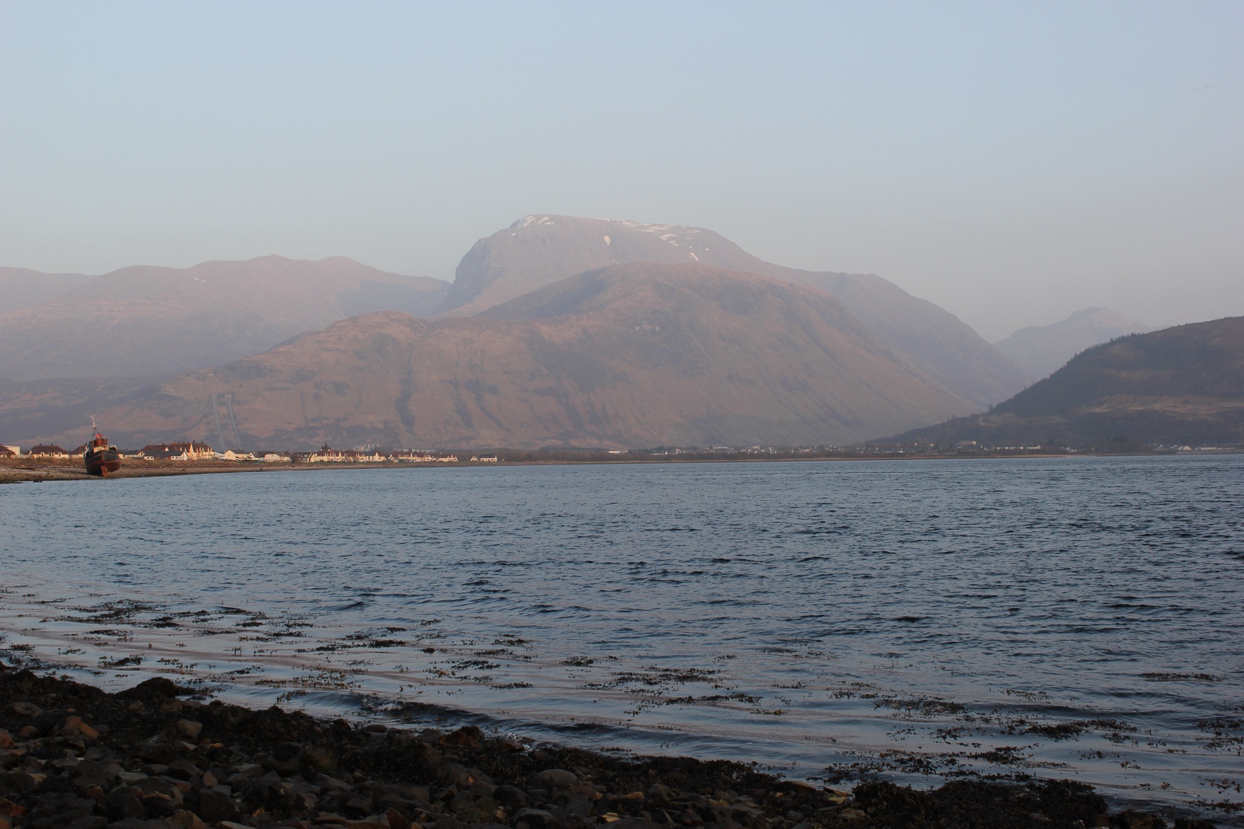 Ben Nevis at evening above the surrounding glen