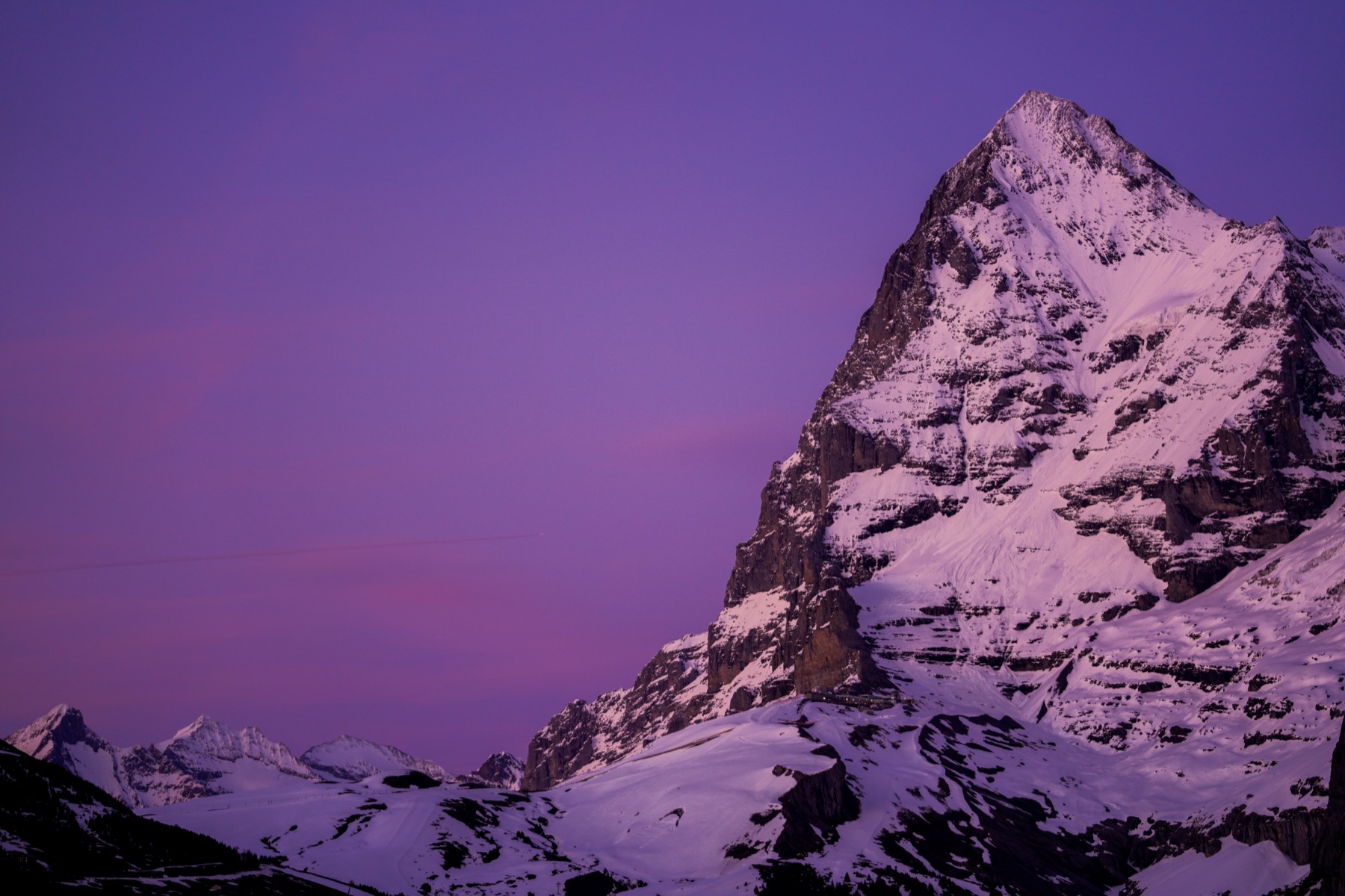 Eiger at sunset above the Bernese Alps