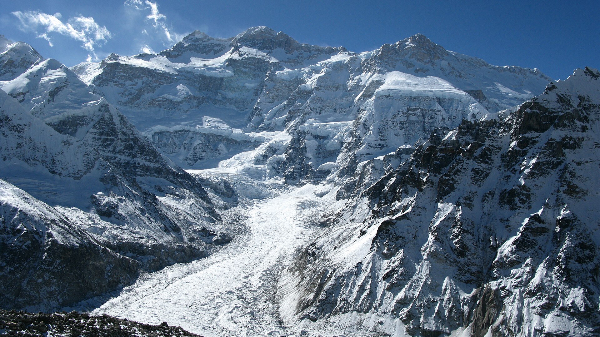 Kangchenjunga as seen from the NNW. Taken from Pang Pema, Nepal