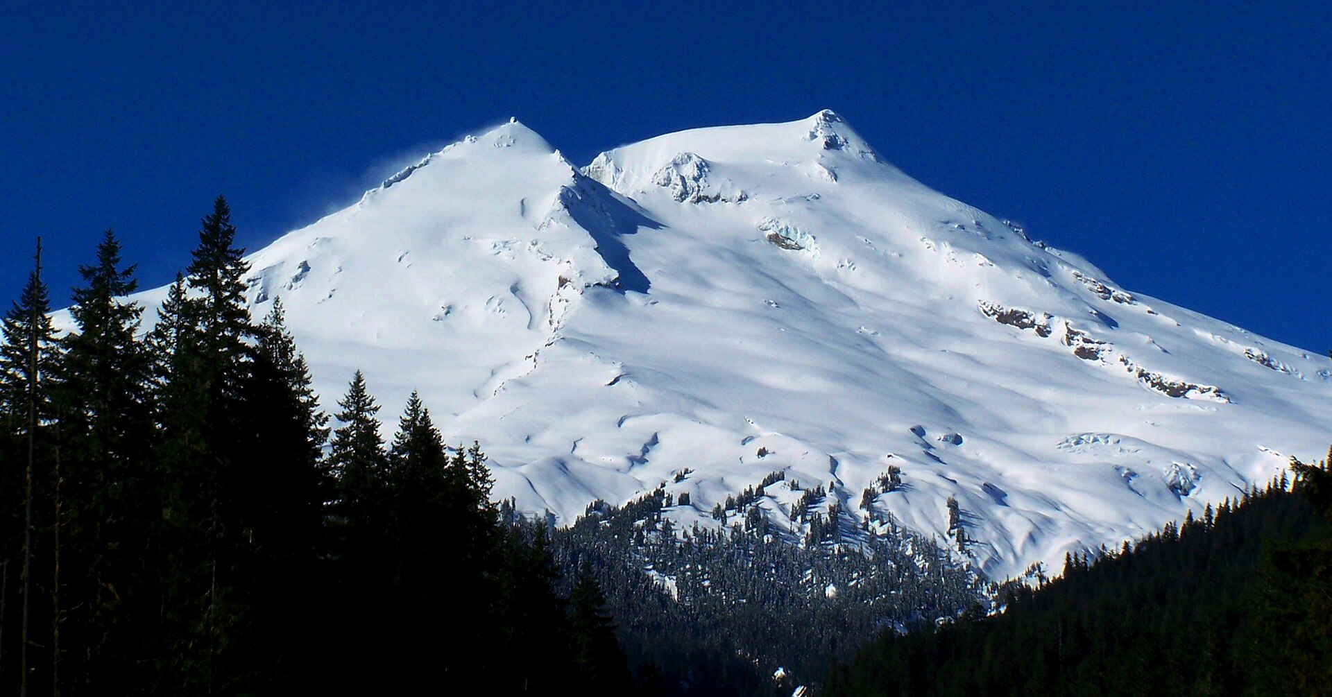 Mount Baker, Whatcom County, Washington as seen from Boulder Creek SE of the mountain