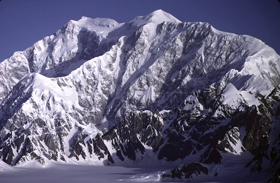 Mount Logan is the tallest mountain in Canada. This view is from the southeast.